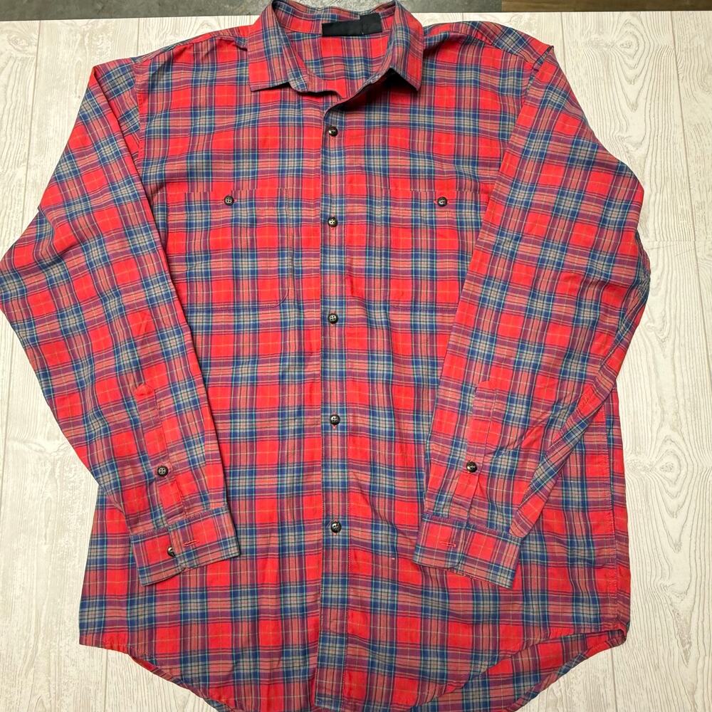 Vintage Patagonia Men’s M Red Plaid Flannel Shirt 100% Cotton Made Portugal 90s